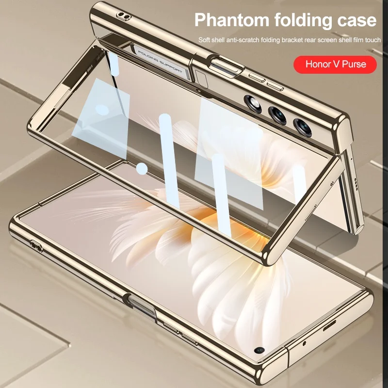 Folding Transparent Electroplated Phantom TPU Silicone Soft Case Drop-resistant Protective Case For Honor V Purse Phone Case
