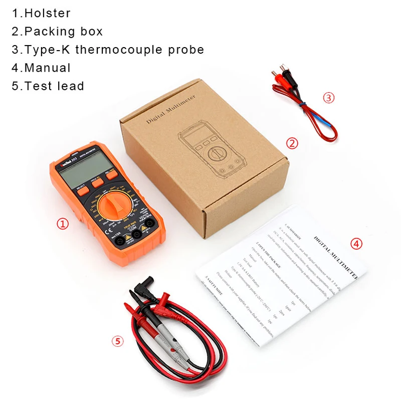 Multimetro Ruoshui Digital AC/DC NCV 6000 Count True RMS ℃/F Auto Range Tester misuratore di tensione Flash retroilluminazione grande schermo LCD
