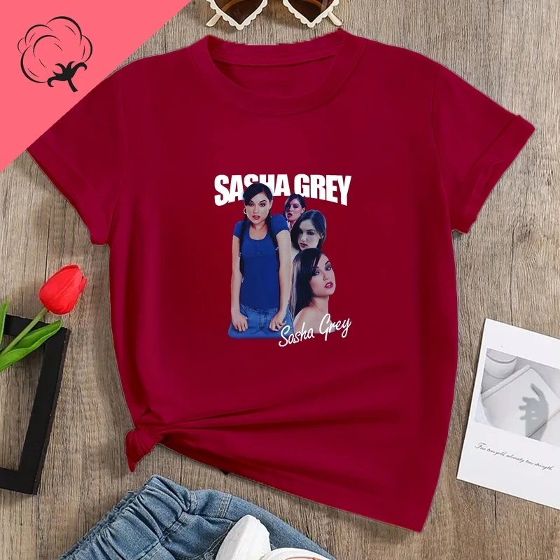 ساشا رمادي الممثل الإباحي الأمريكي الكلاسيكي ملصق طباعة أزياء تي شيرت، الربيع الصيف القطن جولة الرقبة المرأة تي شيرت #5