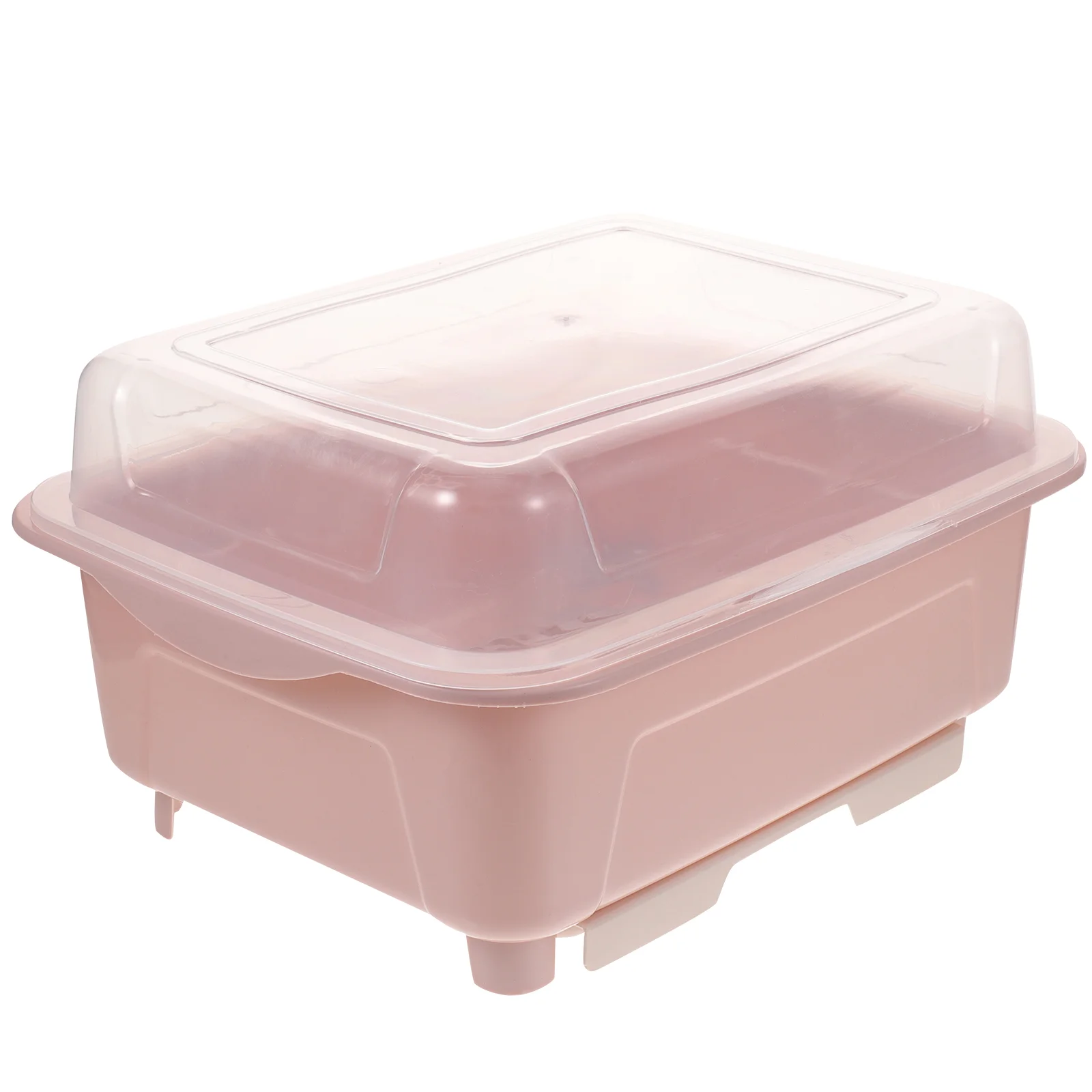 Cutlery Storage Box Dish Drainer Holder Container Rack Pink Drying with Cover Baby