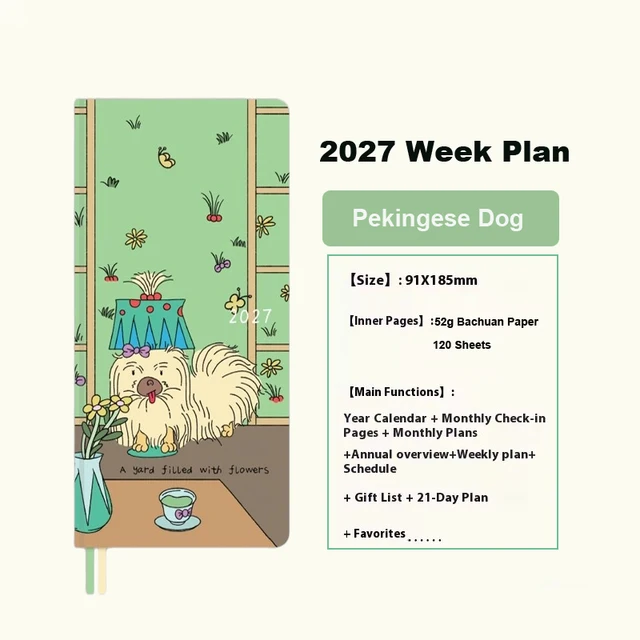 2027 Kinbor Weekly Planner Pocket Journal Notebook Slim Weeks Plan 52g Bachuan Paper Monthly Yearly Planner for Back To School 4