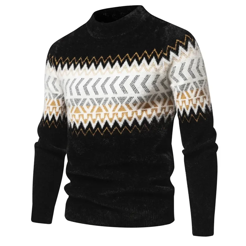 

Trend Men's Casual New Imitation Mink Sweater Soft and Comfortable Fashion Warm Knit Sweater Pullover