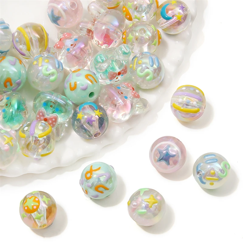1pcs 16mm Creative Acrylic Round Bead Loose Beads Fashion DIY Accessories for Making Bracelet Necklace Earring Jewelry Materials