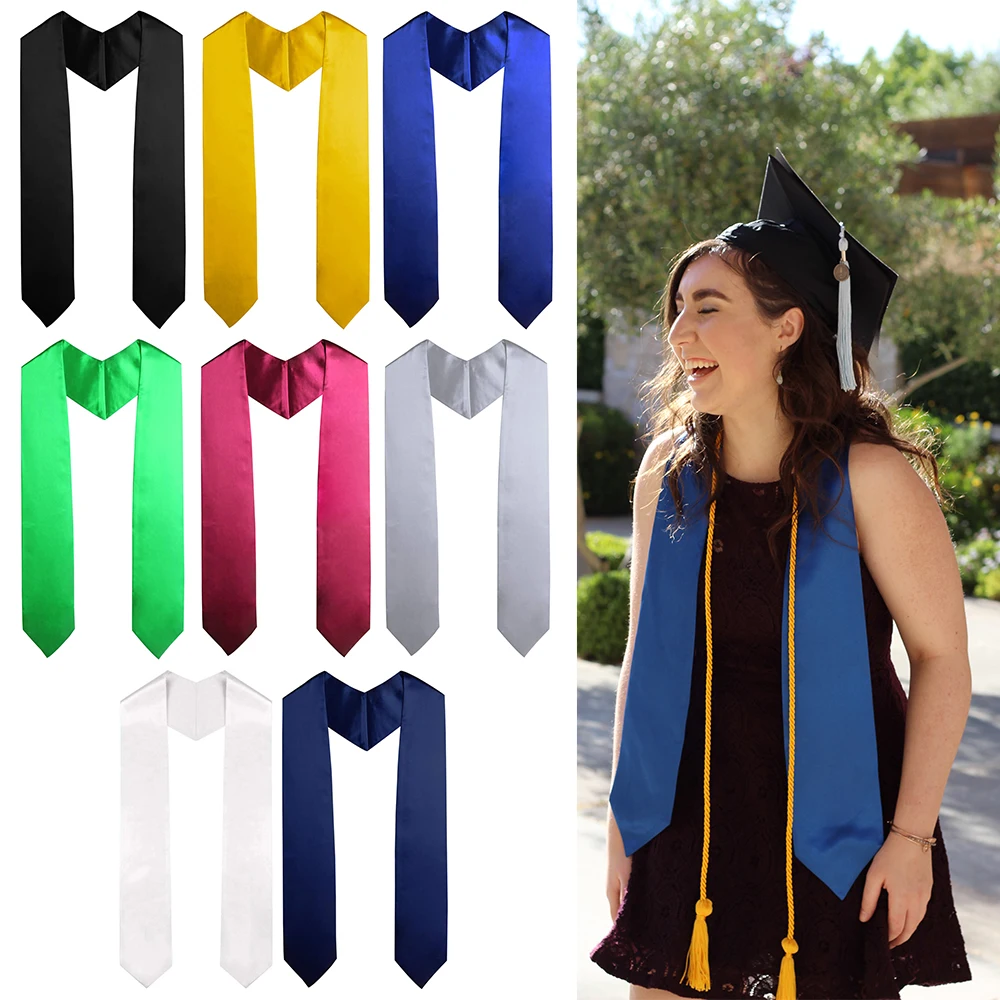 1pc 60'' Long Adult Plain Graduation Stole Sash for Academic Commencements Celebration Uniform Graduation Decoration Accessories