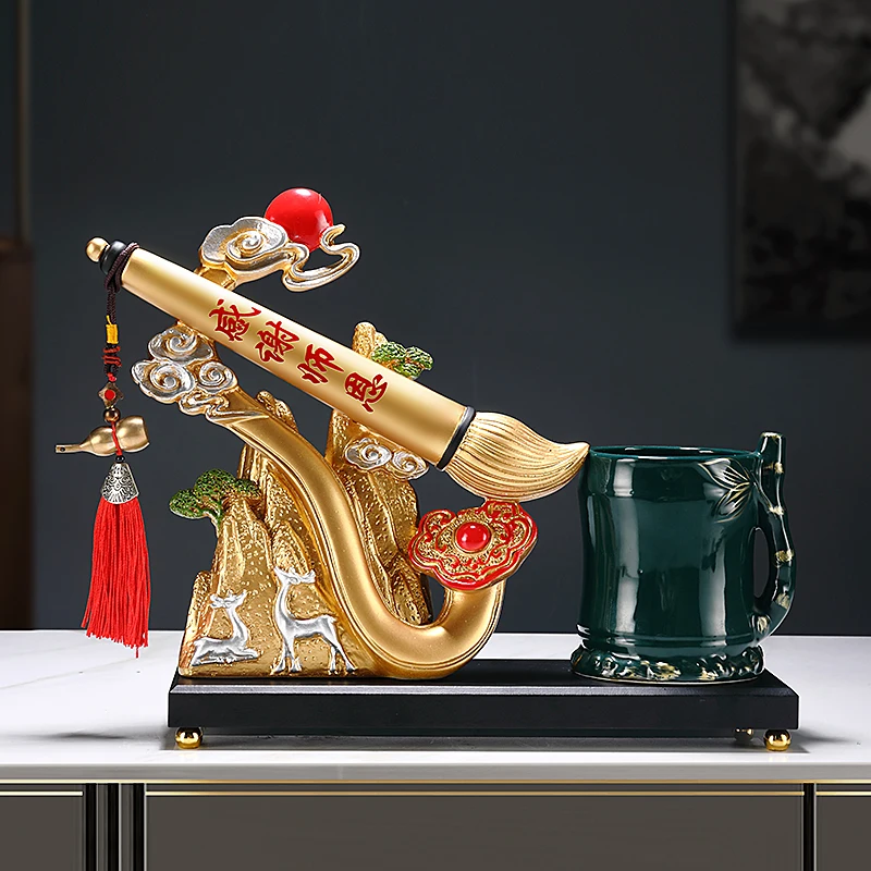 new-pen-holder-for-teachers-and-friends-living-room-office-study-gift-red-pure-color-traditional-chinese-style