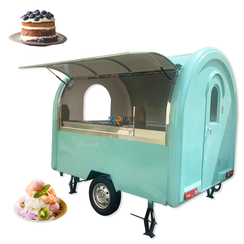 Em estoque 250w reboque de comida móvel cachorro-quente sorvete carrinho de venda fritadeira quiosque de frango van com equipamento de cozinha completo