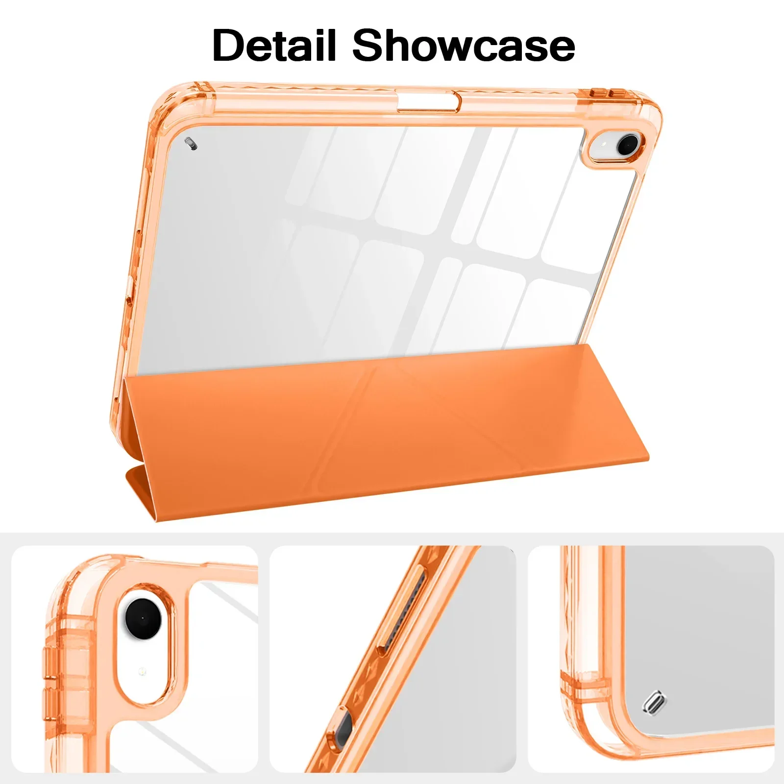 For IPad A16 11 10 12 Th Generation IPad Air 8 7 6 5 4 3 11 13 “ Pro M5 M4 12.9 M3 M2 PU Trifold Acrylic Case with Pencil Holde