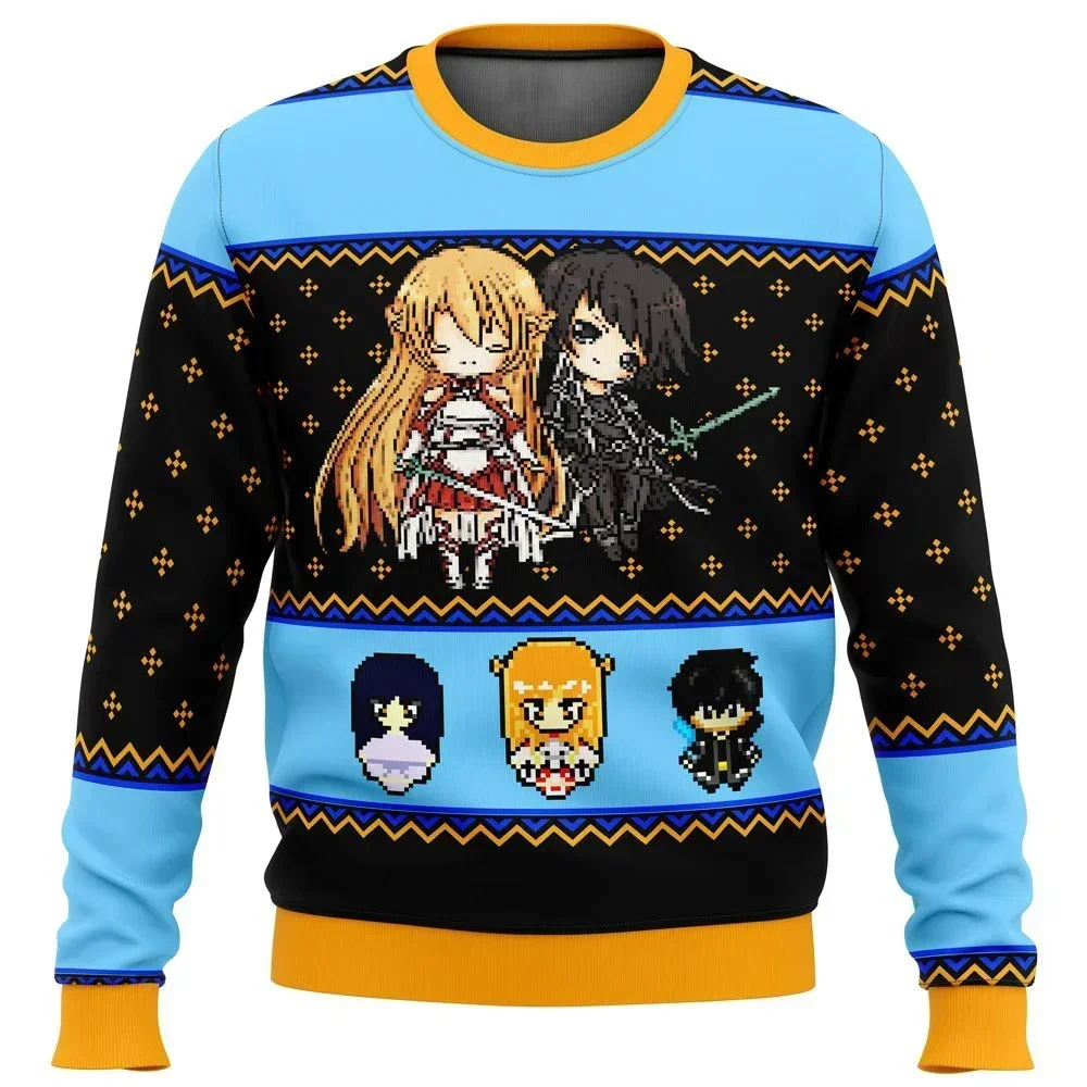 Sword Art Online brutto regalo di Natale pullover di Babbo Natale da uomo felpa 3D e top in tessuto autunnale e invernale