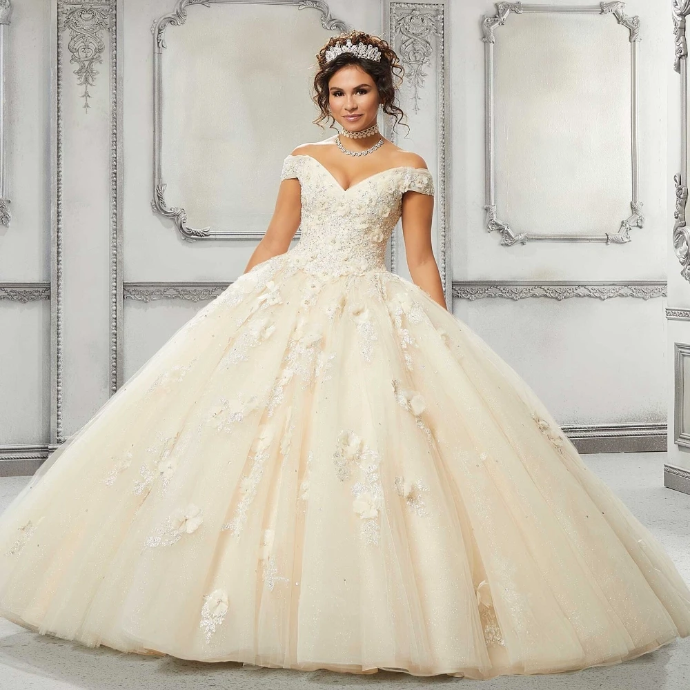 EVLAST Personalizzato Lilla Viola Abito di Sfera Abito stile Quinceanera Principessa 3D Floreale Applique di Pizzo Che Borda Abiti Da 15 Anni TQD160