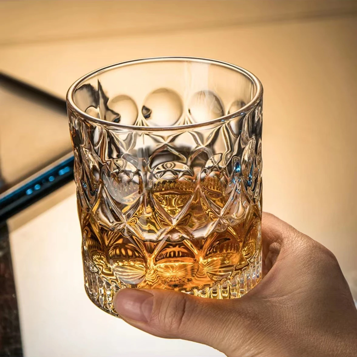 Whiskey Glass Set Creative Retro Glass Beer Cup Foreign Liquor Cup Home Use Bar Set Crystal Glass European Style 301mL-400mL