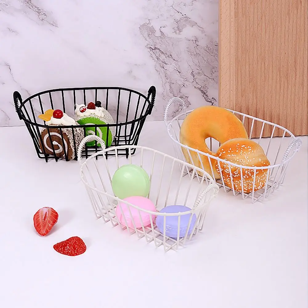 Multifunktionaler Aufbewahrungskorb aus Eisen im INS-Stil, große Kapazität, Schreibtisch-Organizer, Snack-Kosmetik-Organizer mit Griff