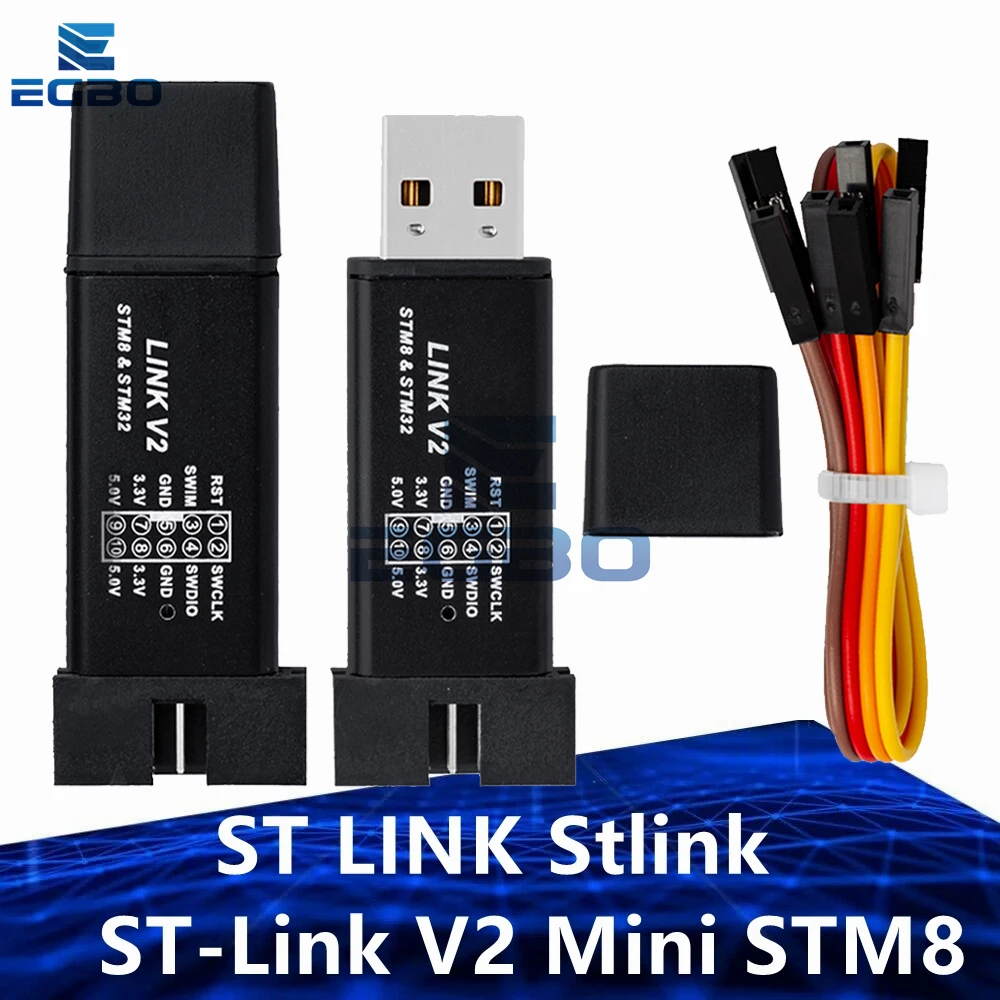 1 Uds EGBO 1 Juego ST LINK Stlink ST-Link V2 Mini STM8 STM32 simulador descargar programador programación con cubierta Cable DuPont