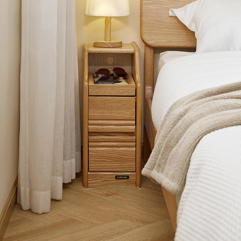 Italiya Nordic Bedsides Table Wooden Narrow French Nordic Design Bedroom Nightstand Small Teen Walnut Mesa De Noche Furnitures