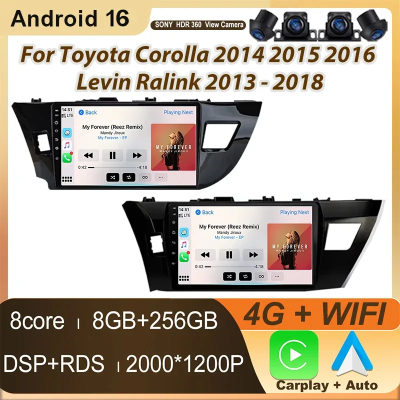 Android Car Radio For Toyota Corolla 2014 2015 2016 Levin Ralink 2013 - 2018 Carplay Video Player GPS  Navigation 2din Head Unit