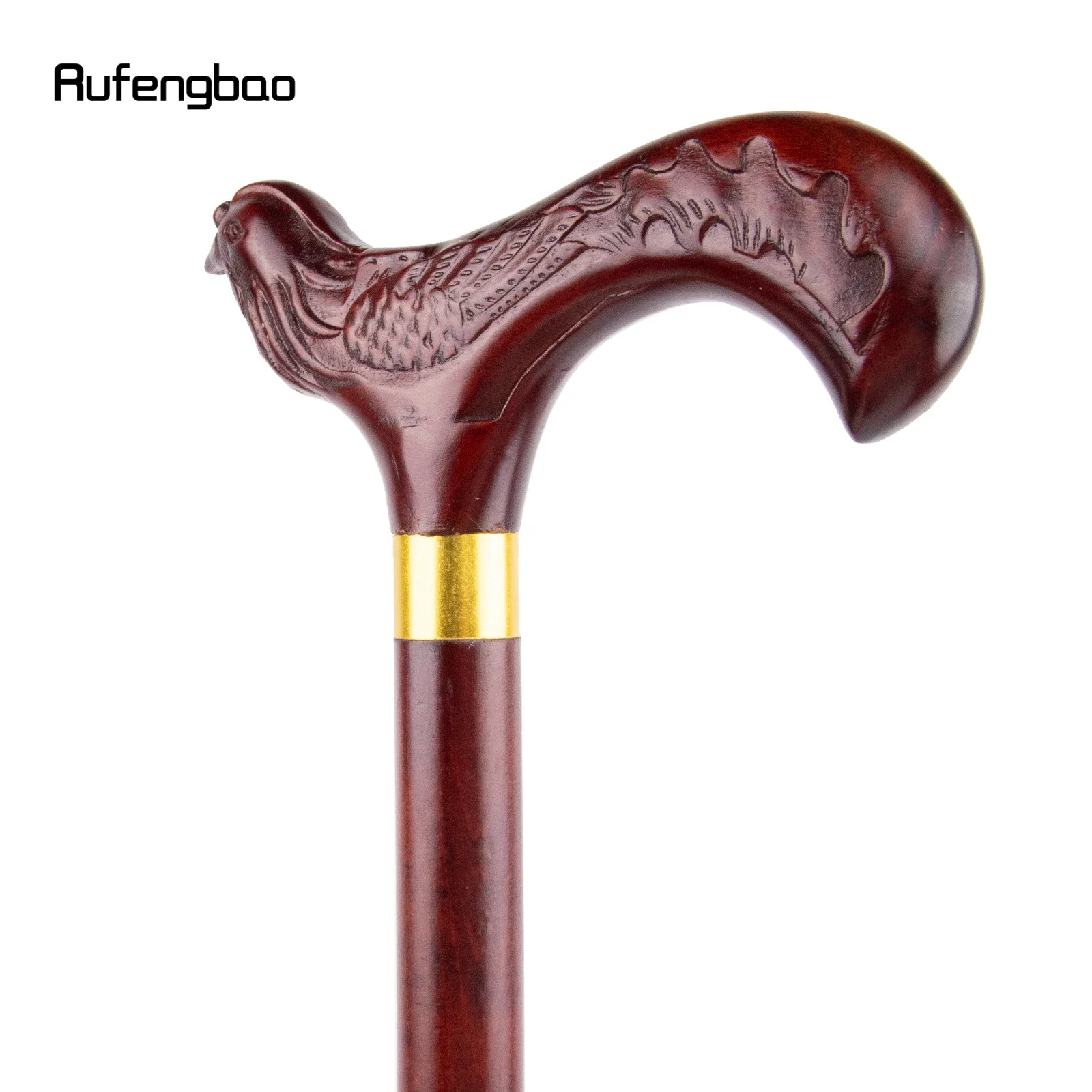 Roter Vogel Phoenix Holz Single Joint Mode Gehstock dekorative Cosplay Cane Halloween Mace Krücke Zauberstab Crosier 97cm