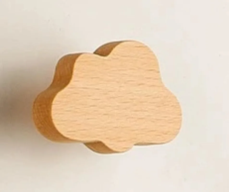 Boho Dresser Knobs- 12 Pack Beech Wood Drawer Knobs Cloud-Shaped Wooden Dresser Pulls for Cabinets, Furniture