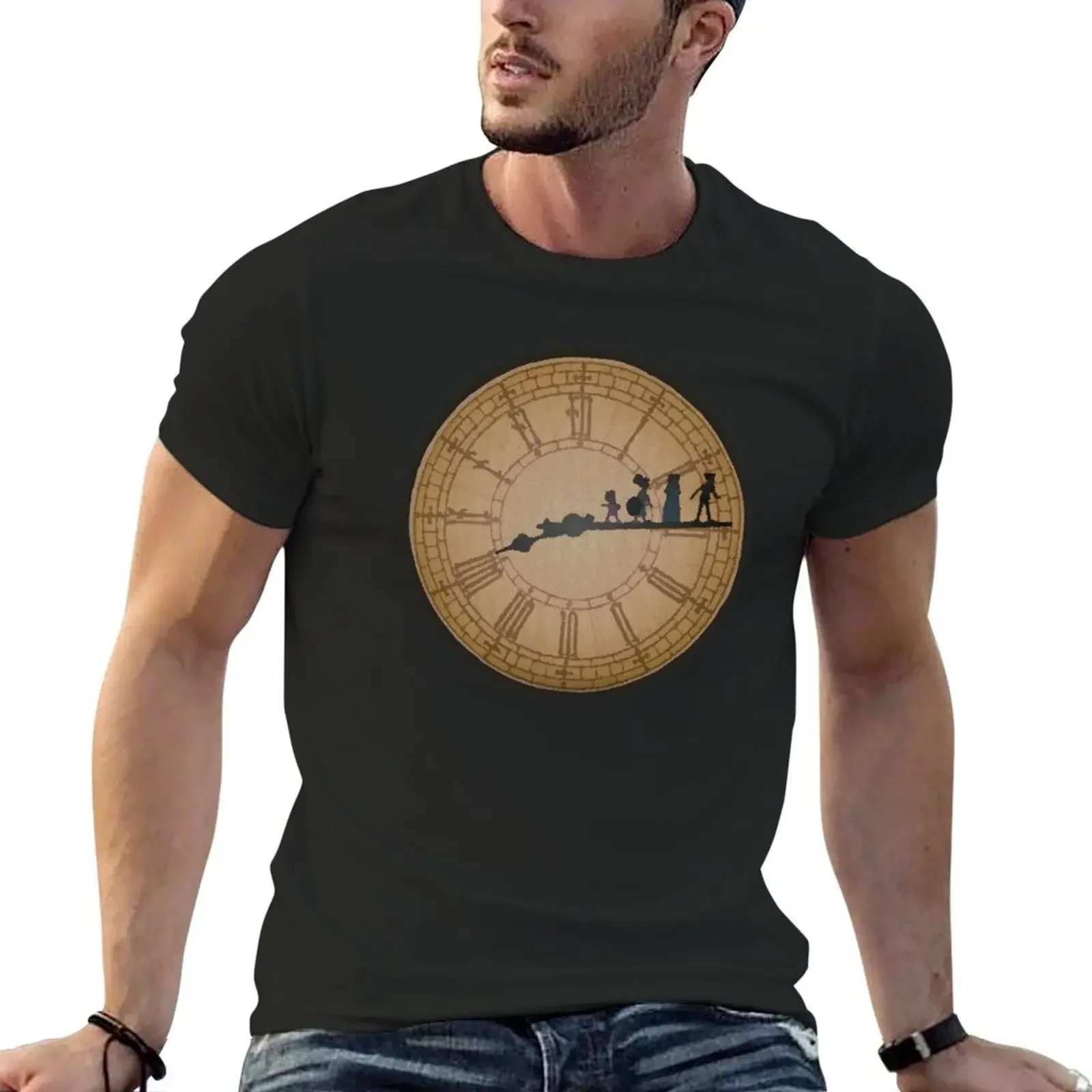 Stained Glass on the Clock Tower T-Shirt plus sizes summer clothes plain white t shirts men