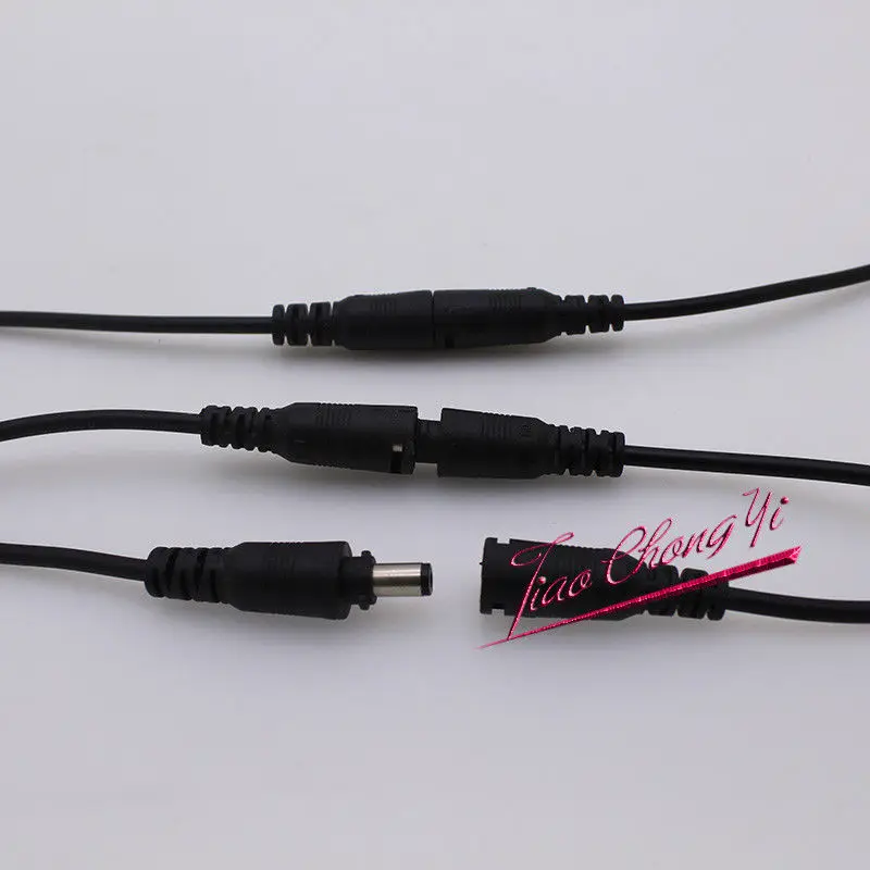 22AWG 15cm Black 5.5x2.1mm DC connectors with locking buckle Female Male Plug Black Color