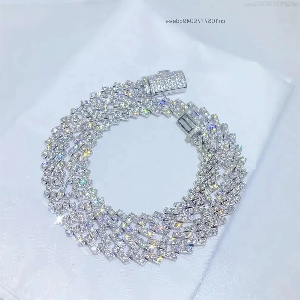 

Hip Hop Jewelry Heavy Mens Moissanite Diamonds 22" Miami Cuban Link Chain Necklace 8mm Sterling Silver Cuban Chain