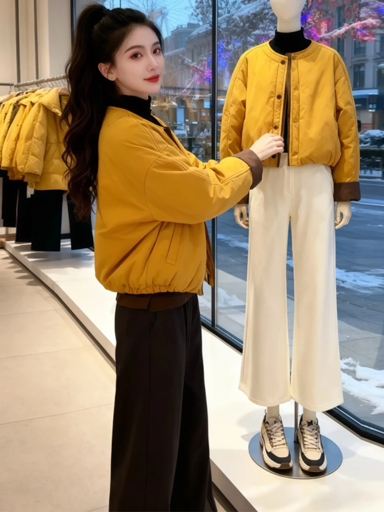 

Women's Cotton Jaet ort Loose Lightweight Casual Korean Sle Autumn Winter New Arrival Coat Comfortable Inner Filling