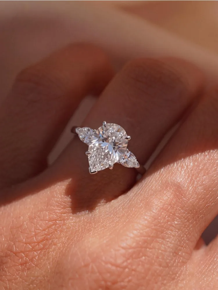 925 Sterling Silber Klassischer Birnenförmiger Wassertropfen-Zirkon-Ring für Damen, Verlobung, Hochzeit, Luxus, Hochwertiger Edler Schmuck – Detail 2