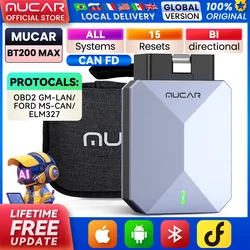 MUCAR BT200 MAX AI OBD2 Scanner CAN FD Car Diagnostic Tool Full System Scan Tool Bi-Directional Control ELM327 Automotive Tools