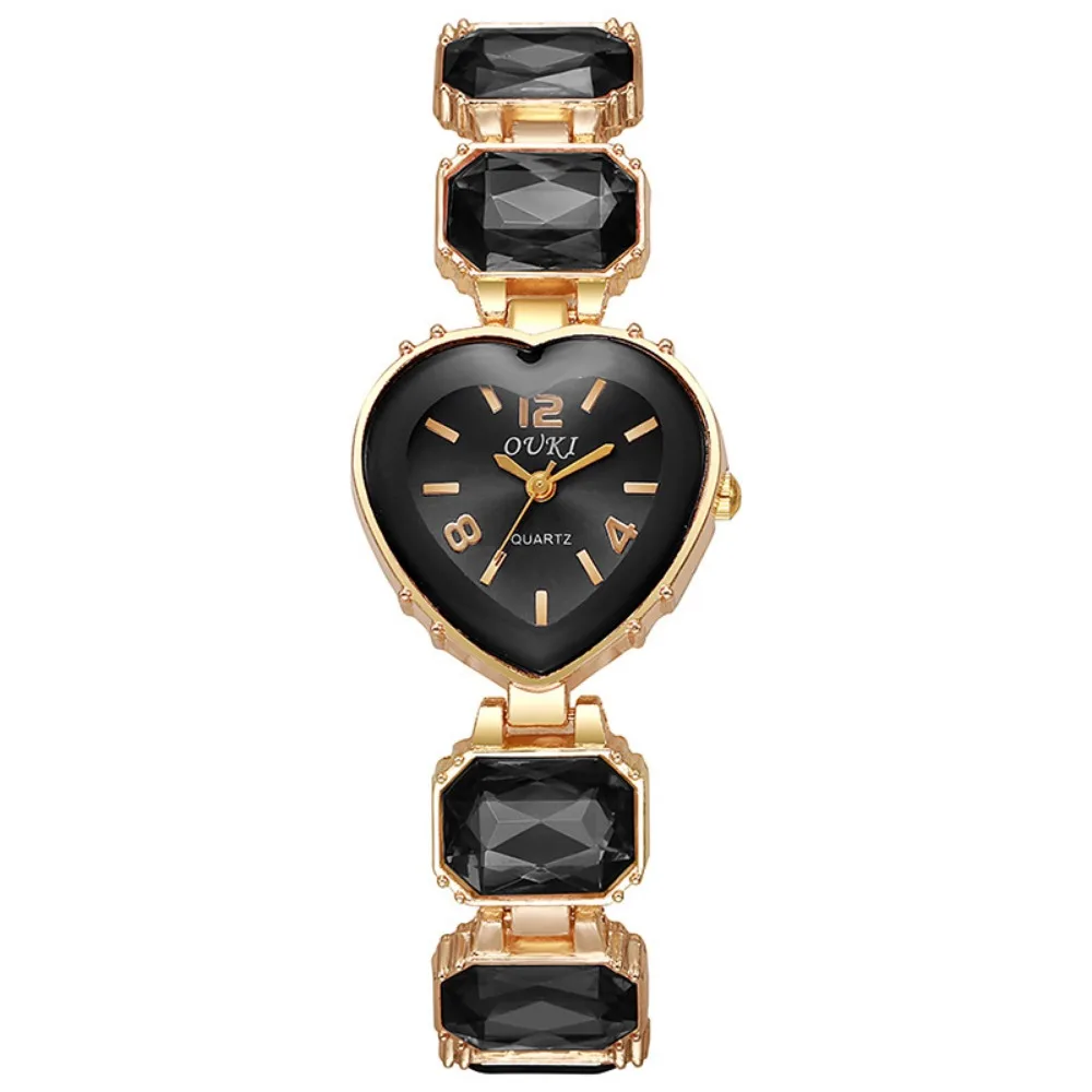 Heart Shaped Dial Crystal Candy Quartz Watch Adjustable Bracelet Lightweight Rhinestone Bracelet Watch Fashion Elegant