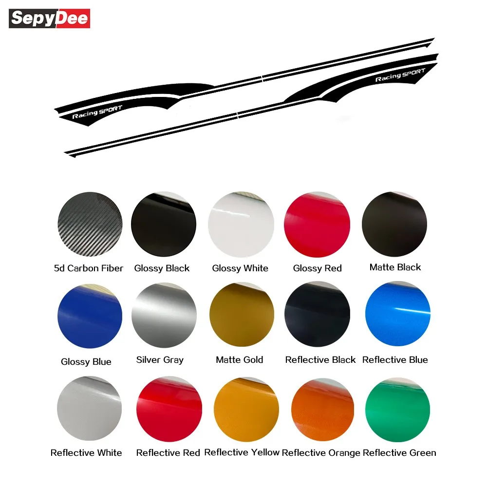 2Pcs Racing Sport Upper Side Stripe Stickers for Ford Mustang Mach-E Waist Line Decal Car Accessories