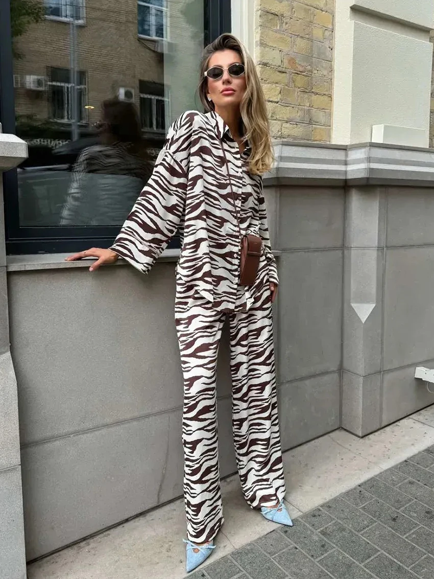 

Marthaqiqiqi женская одежда для сна с принтом, пижама с длинными рукавами, сексуальная ночная рубашка с отложным воротником, брюки, модные женские ночные рубашки, комплект