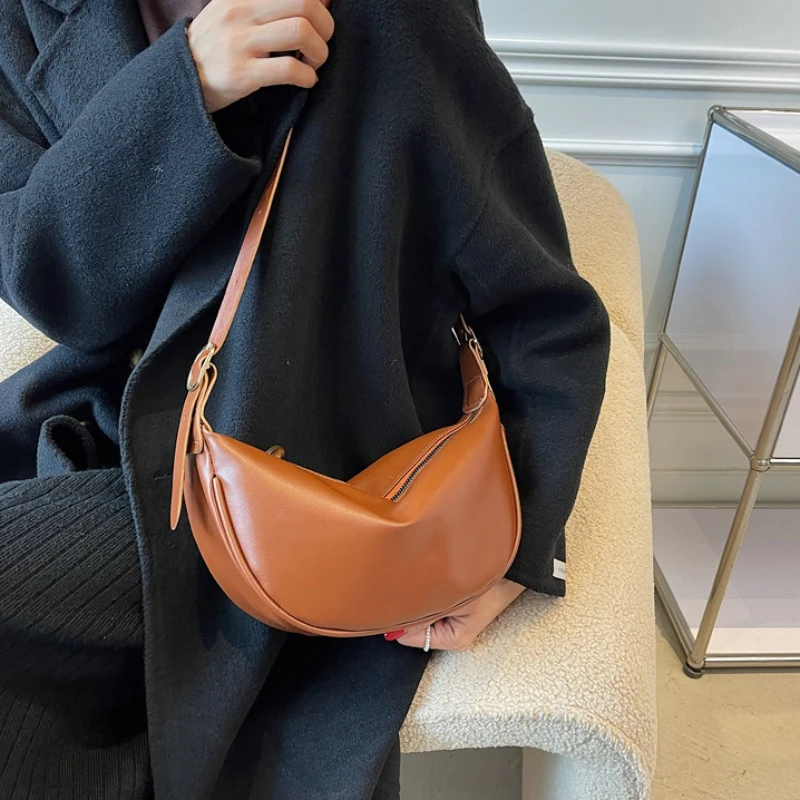 حقيبة جلدية جديدة للنساء، حقيبة تحت الإبط عصرية وخفيفة الوزن، حقائب كتف عصرية وكاجوال، سحاب للإغلاق #5