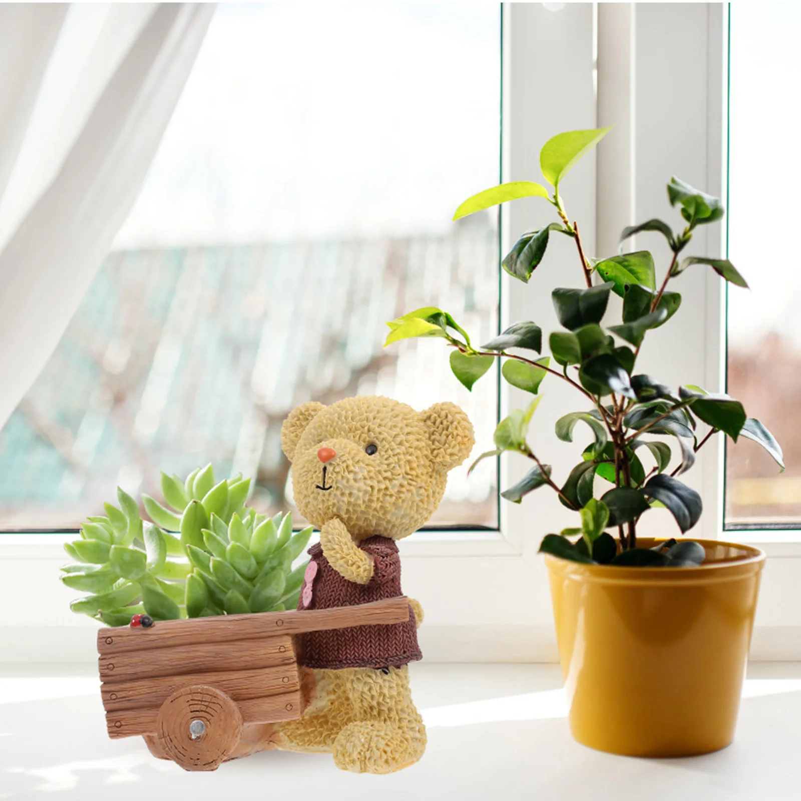 

1Pcs Resin Succulent Planter Cartoon Bear Design Desktop Flowerpot Home Office Decor Cute Mini Flower Pot Flower Holder