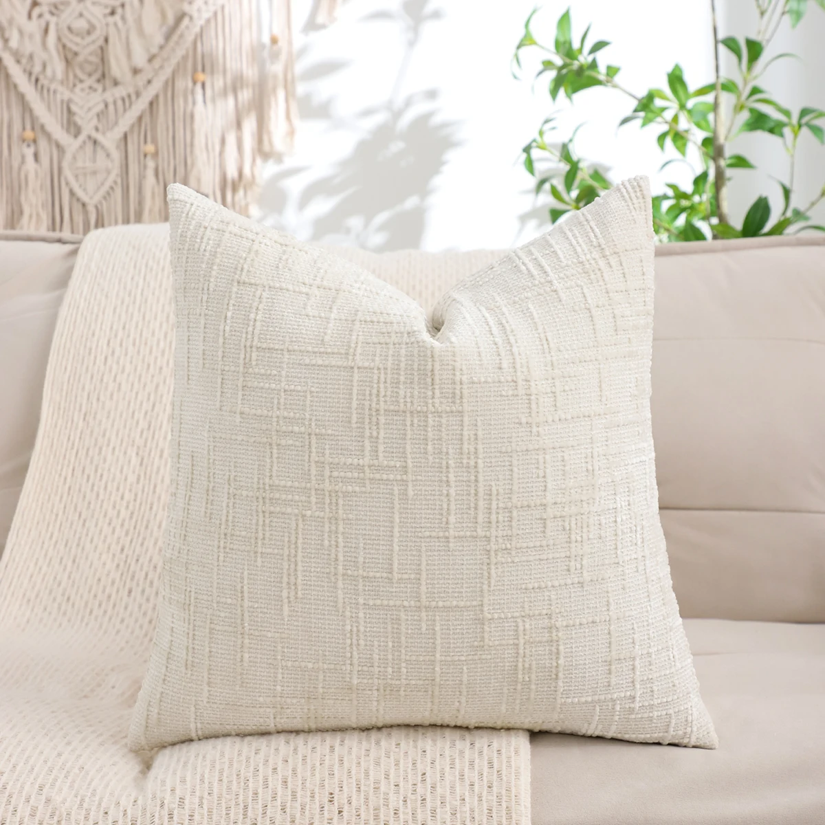 1 PC Chenille Velvet Decoration Throw Pillow Cover Jacquard Home Sofa Decoration