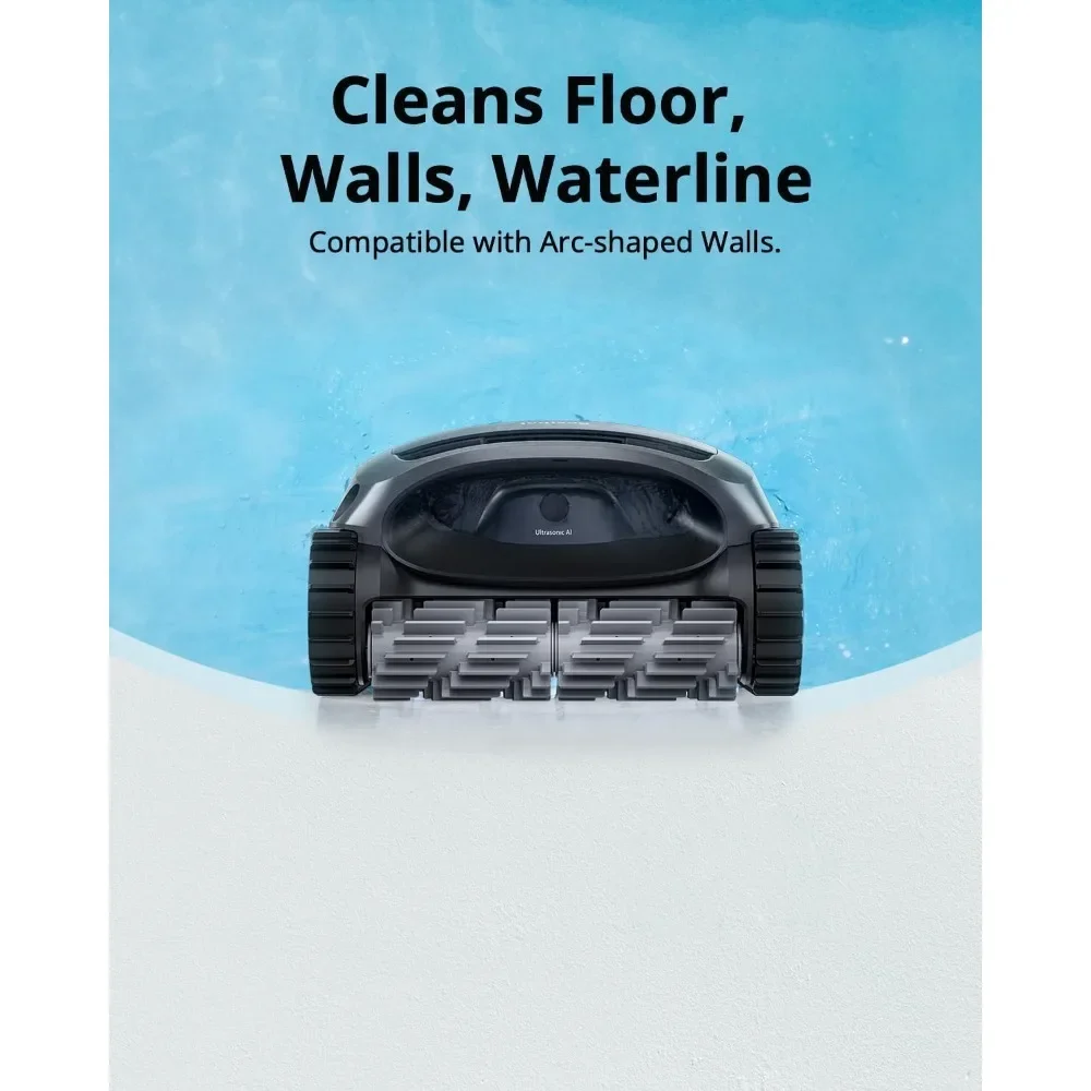 Wireless swimming pool robot cleaner, intelligent path optimization, maximum applicable area of 2260 square feet, silver black