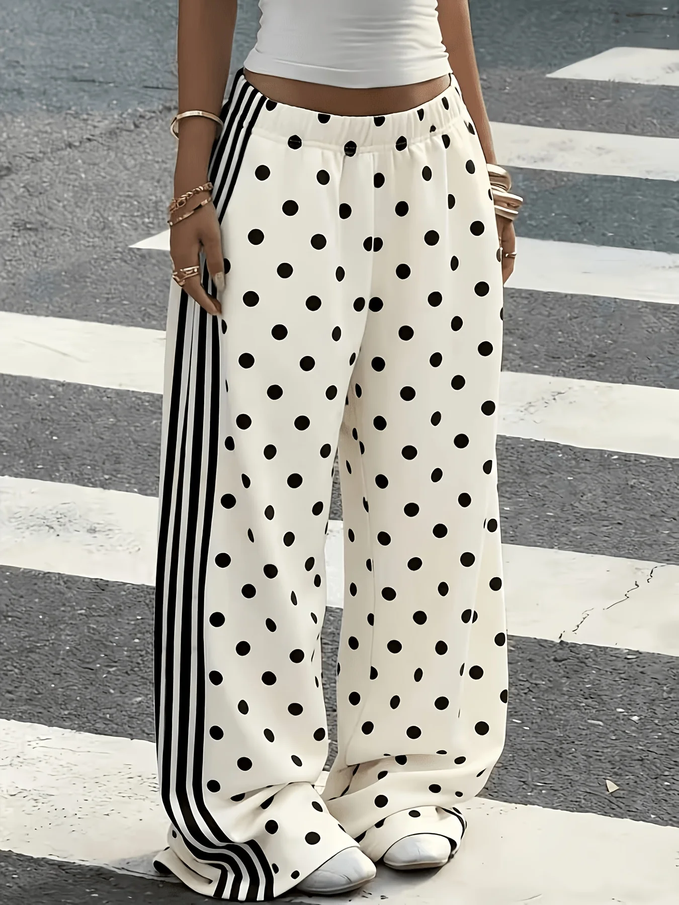 2026 Spring and Autumn Personalized Print Pants Y2K Trendy Fashion Striped Jersey Women Children Individual Sports Loose Pants