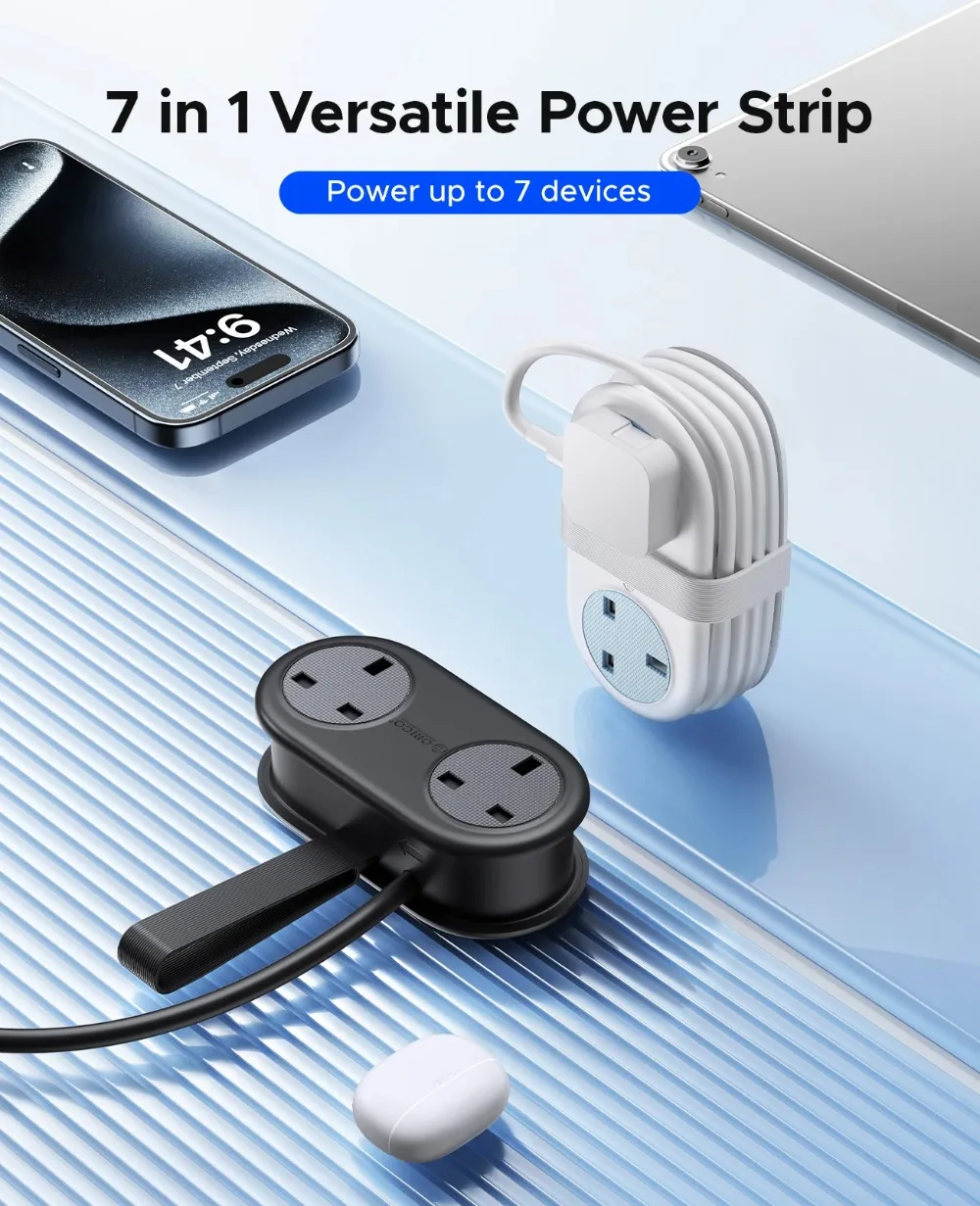 ORICO Plug Power Strip with USB Charging Ports Type C Fast Charging for UK Plug for Travel USB Charging Dock Usb Hub Smart Plug