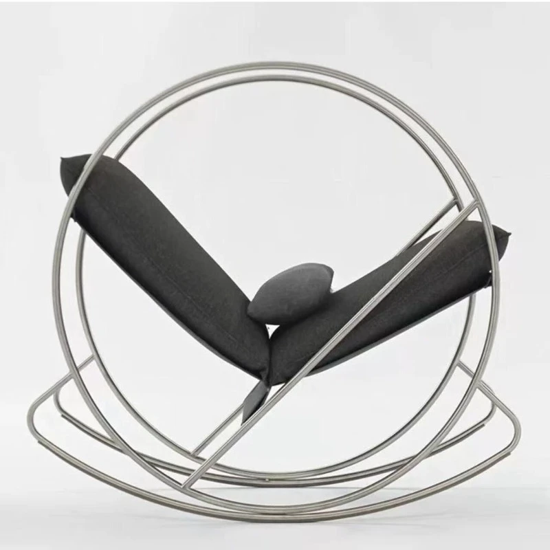 Nordic light luxury rocking chair metal designer household balcony leisure chair lazy sofa rocking chair