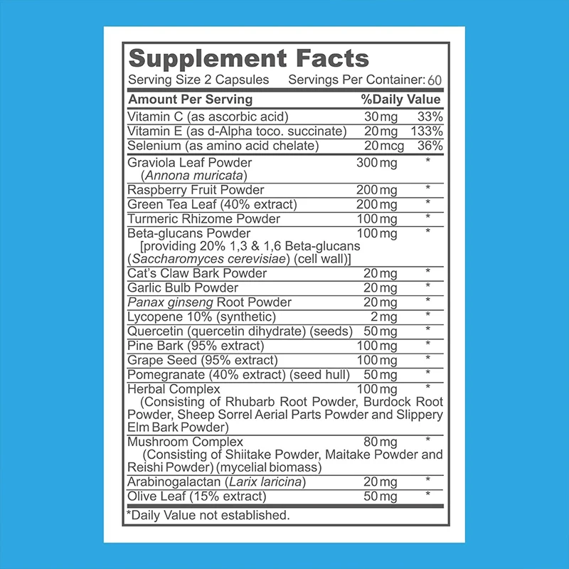 Supplements Containing Selenium, Quercetin, Raspberry Fruit, Green Tea Leaves, Turmeric Rhizome, Grape Seeds, 60 Capsules