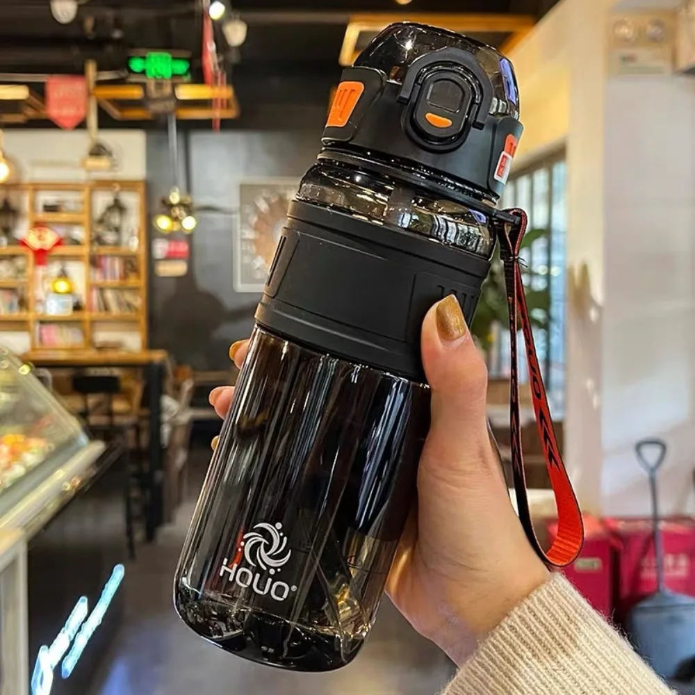 PC 1 Liter Sportwasserflasche, großes Fassungsvermögen, einziehbarer Strohhalm, bunter Kunststoffbecher, tragbarer Griff, 750/1000 ml