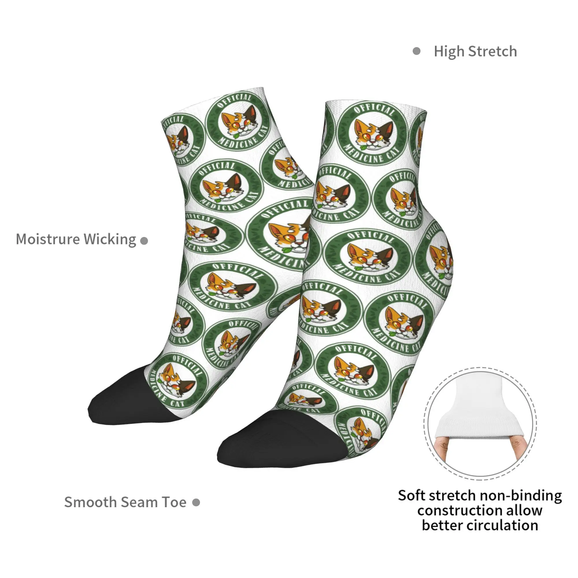 Calcetines de gato medicinal de 4 guerreros para todas las estaciones, calcetines Harajuku súper suaves, medias informales para hombres y mujeres, regalos de navidad