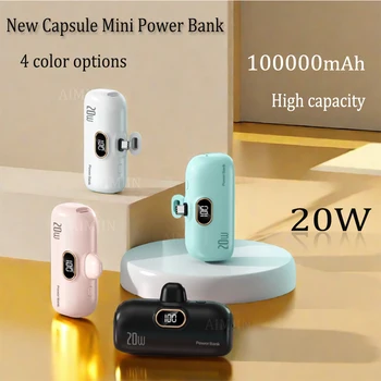 20W Neue Kapsel Power Bank Mini Pocket Portable 100000 mAh Schnelllade-Mobilstromversorgung