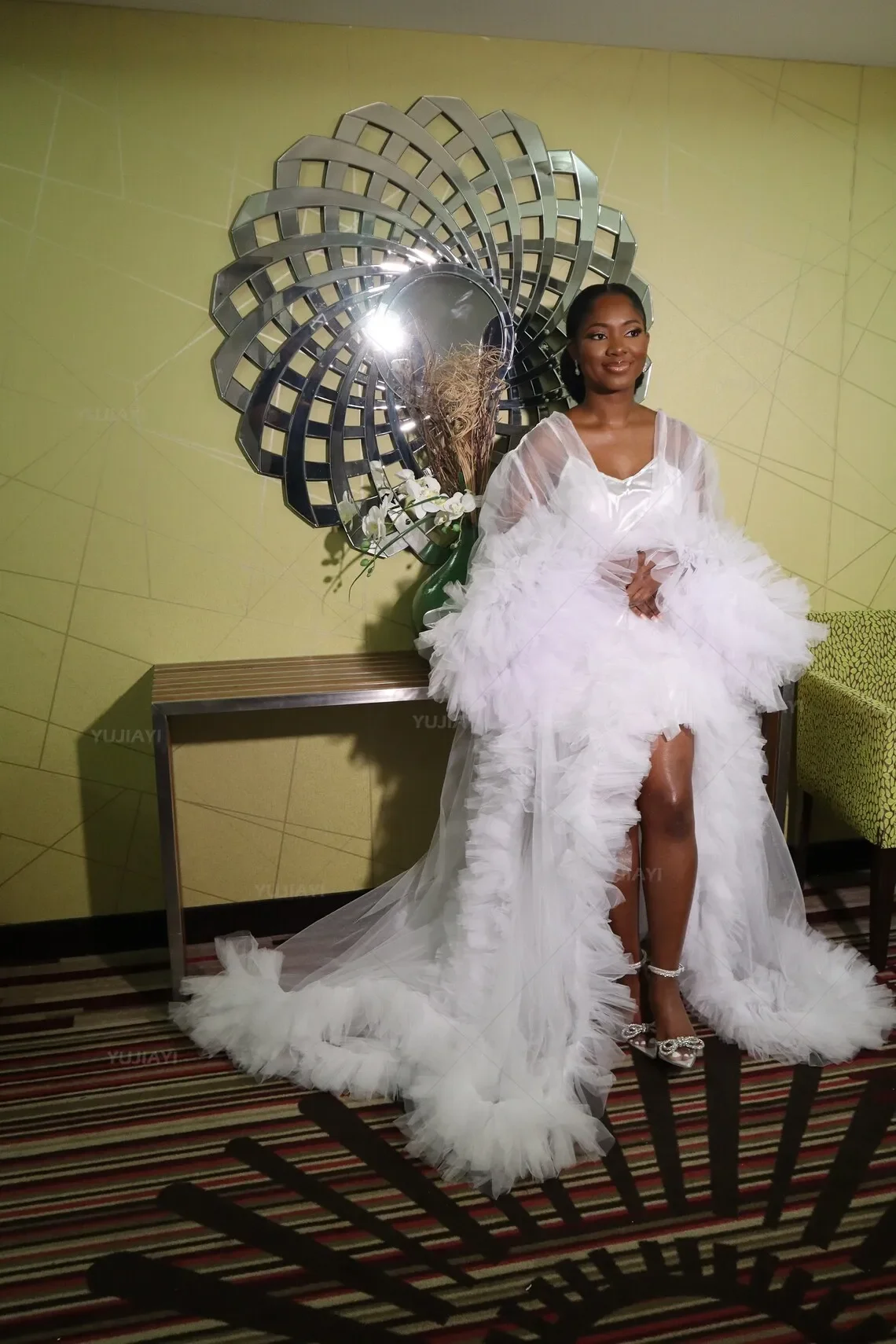 Vestaglie da sposa per la fotografia Vestaglie premaman in tulle soffice a maniche lunghe velate Vestaglie da donna Boudoir Sleepwear Camicia da notte Accappatoio