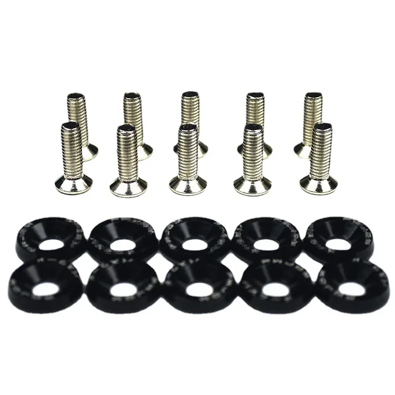 10pcs M6 JDM Car Modified Hex Fasteners Fender Washer Bumper Engine Concave Screws Car Styling Nuts Bolts