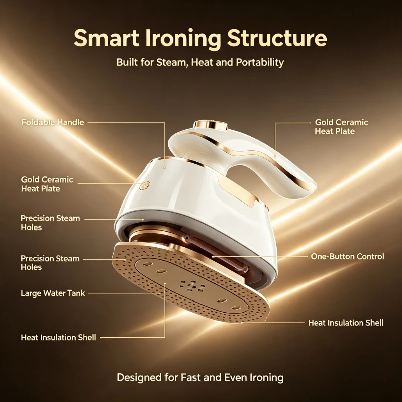 Anti-Scald Portable Handheld Steam Iron Customizable Mini Garment Steamer for Dorm Bedroom Household Use