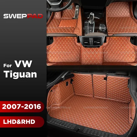 폭스바겐 티구안 MK1 2007-2016 15 14 13 12 11 10 09 08 용 자동차 바닥 매트, 3D 자동차 트렁크 매트, 카고 라이너 액세서리