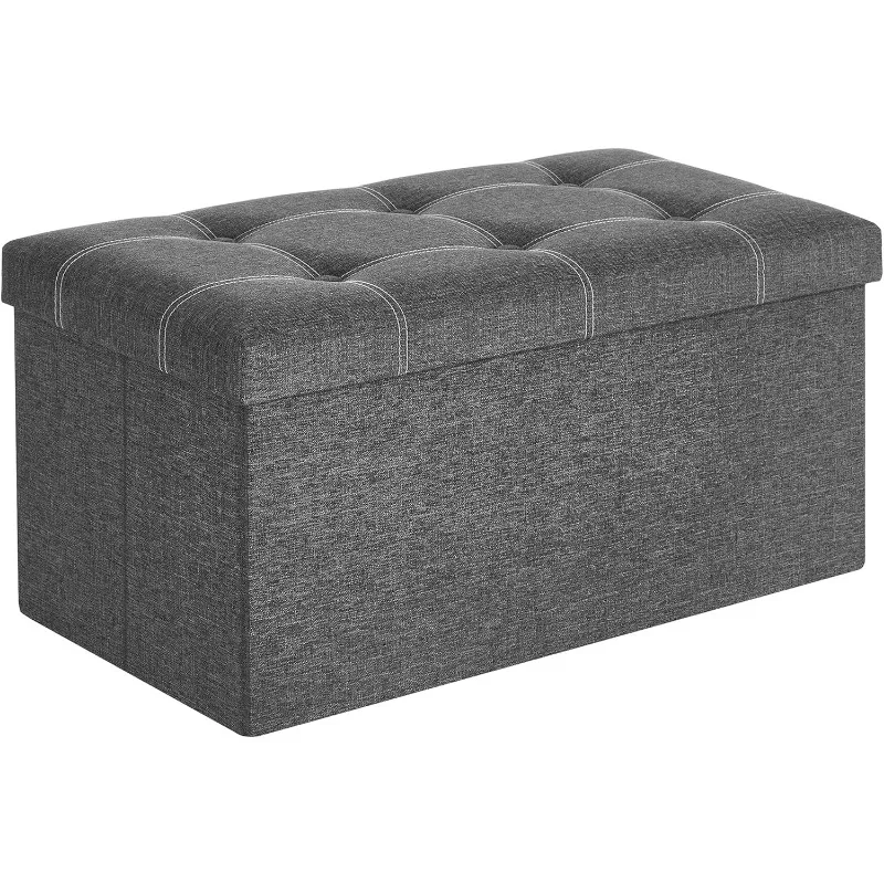 

Ottoman Storage Bench, 21 Gal. Folding Chest with Breathable Linen-Look Fabric, Holds 660 lb, for Entryway, Living Room