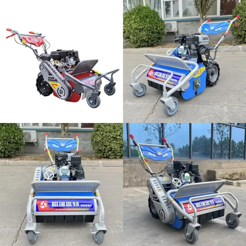 Harvest Hand Push Lawn MowerGasoline Engine of 6hp 4 Wheel Walking Tractor With Flail Mulcher Mower