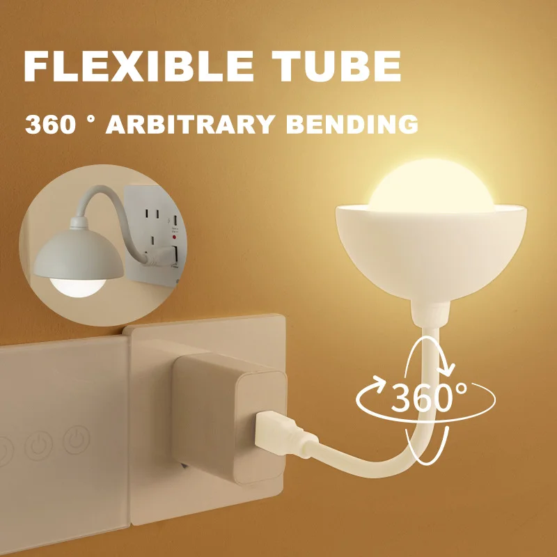 Plug Play USB Night Light, Low Energy Dimmable Led Night Lighting,Flicker Flexible Design Touch Control Bedside Reading Lamp