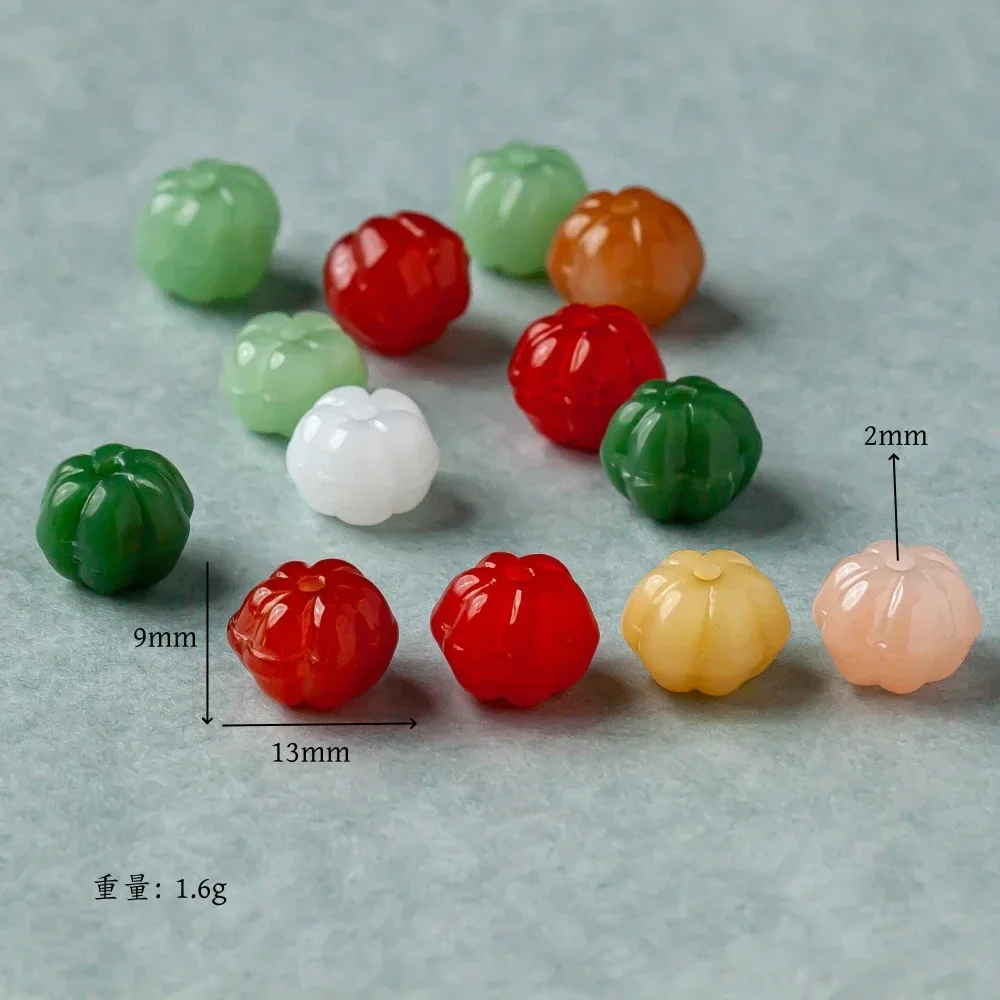 Glazed Glass Pumpkin Beads Earring Jewelry Hairpin Necklace Bracelet Pendant Diy Material Accessories 20pcs