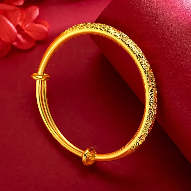 

9999 Real Gold 24K Pure Gold Gypsy Push-Pull Solid Bracelet Gold Version Gypsy Thickened Weighted Push-Pull Bracelet