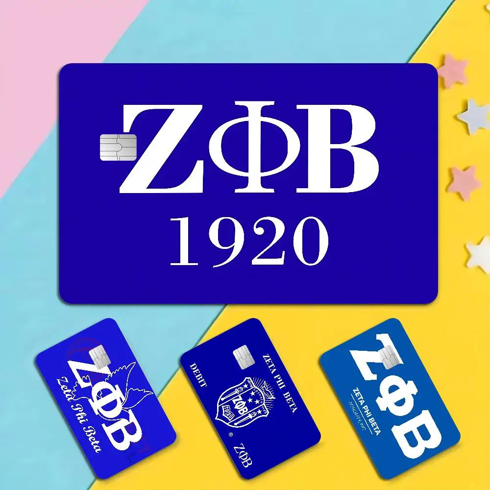 Zeta Phi Beta Anime Cartoon Bear Skin Sticker Film Tape Case for Big Credit Debit Card Front Side
